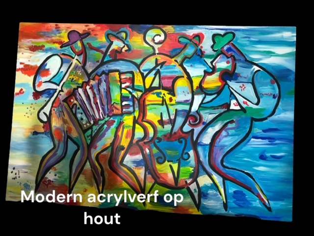 Modern acrylverf op hout